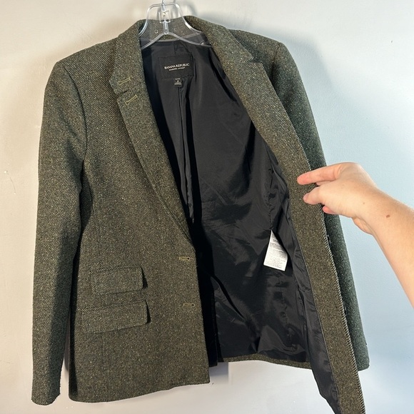 Banana Republic Speckled Olive HackingS Jacket Blazer Size 2P - Picture 14 of 16